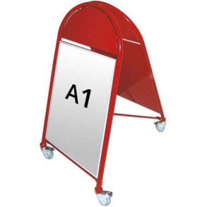 New Gotik Lux Gadeskilt med logoplade og hjul - A1 - rd