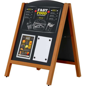 Wooden Gadeskilt med buet top og stltavler, 59 x 77,5 cm