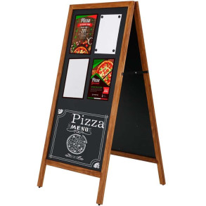 Wooden gadeskilt med stltavler, 59 x 119 cm