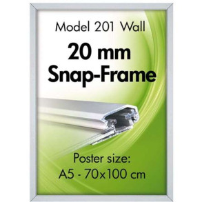 Klikramme med 20mm aluminium fladprofil, slv - A5