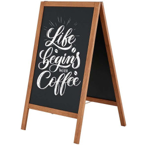 Wooden A-Board, mrkbejdset, med stltavler, 46 x 68 cm