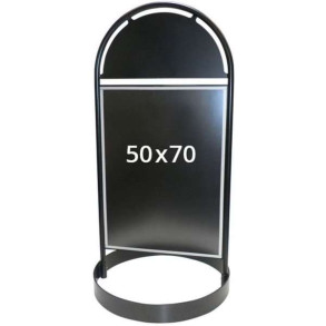 Gotik Circle Gadeskilt med logoplade, sort - 50x70 cm