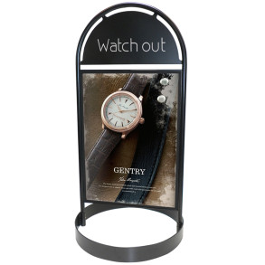 Gotik Circle Gadeskilt med logoplade, sort - A1