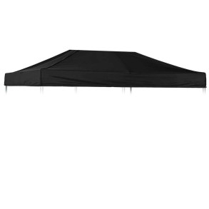 Top til pavillion/eventtelt lux i vandtt polyester, sort - 3x6 m