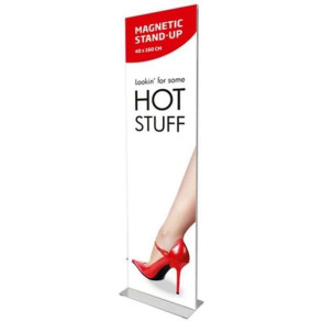 Magnetisk dobbeltsidet bannerstander med aluminiumsramme, slv - 40x160 cm