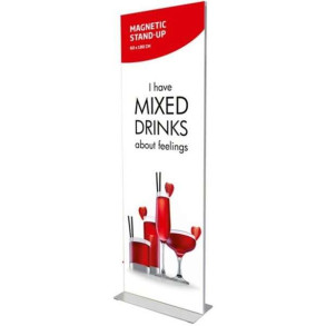 Magnetisk dobbeltsidet bannerstander med aluminiumsramme, slv - 60x180 cm