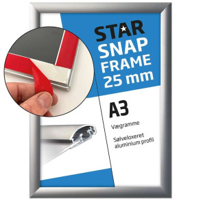 Klikramme Fast-Fix med 25mm aluminium profil, slv - A3