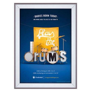 Klikramme med 32mm aluminium fladprofil, slv - A4