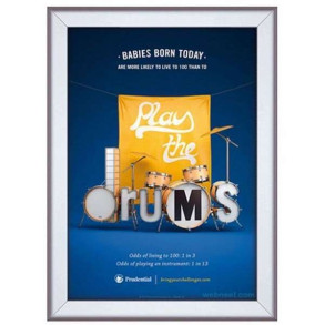 Klikramme med 32mm aluminium fladprofil, slv - A1