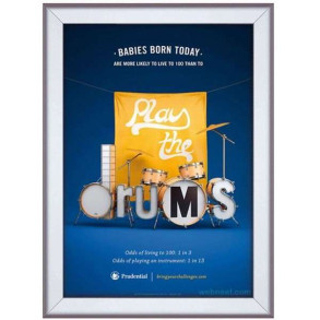 Klikramme med 32mm aluminium fladprofil, slv - A0