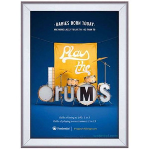 Klikramme med 32mm aluminium fladprofil, slv - 70x100 cm