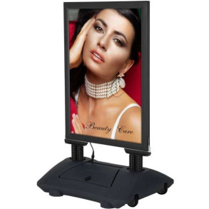 Wind-LED Pro Waterbase Gadeskilt, 44mm ramme,  A1 - inkl. batteri. Sort