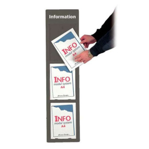 Info Modul tavle i plastik med APET frontplader, koksgr - 3xA4